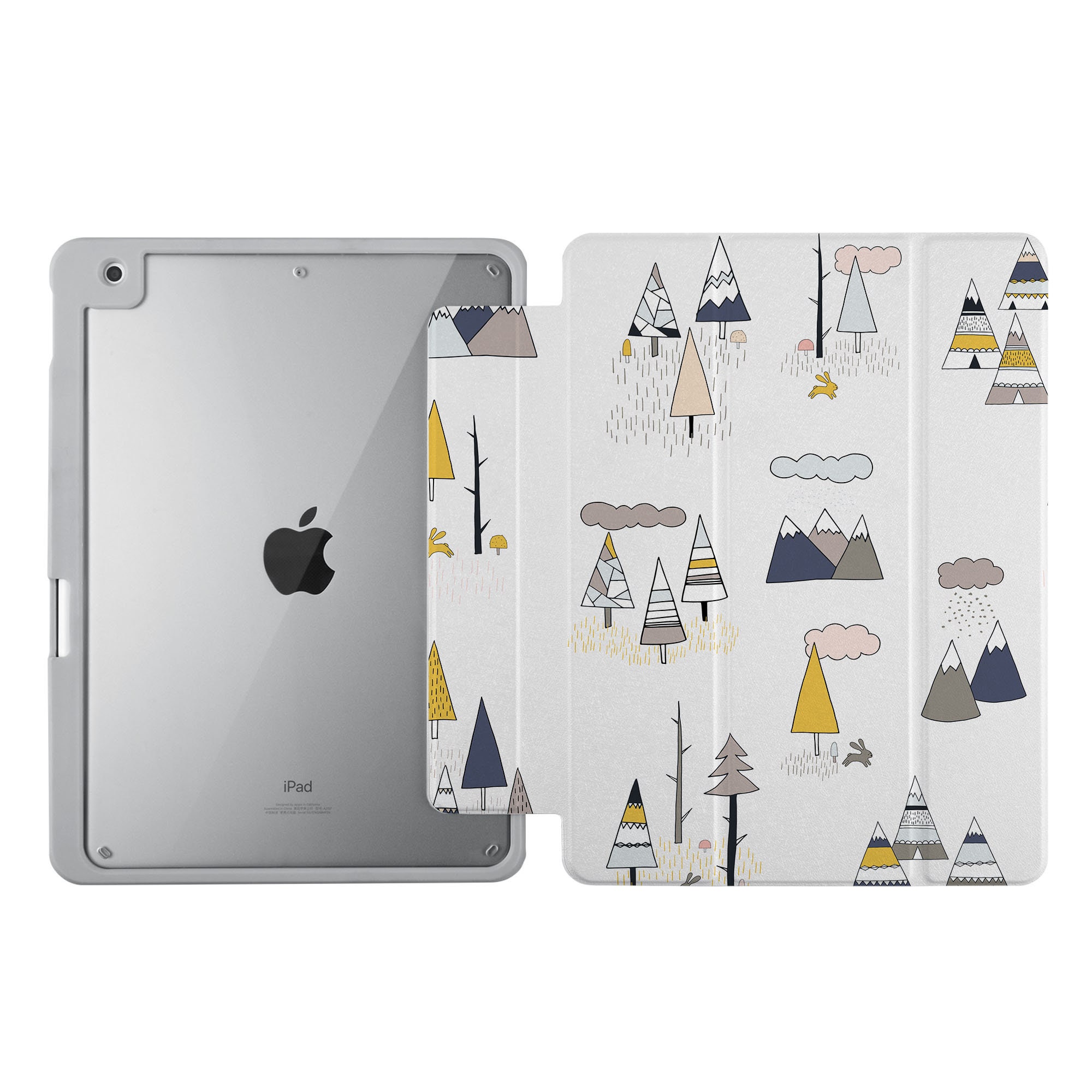 Case for iPad With Built-in Pencil Holder - Clear Back Cover for