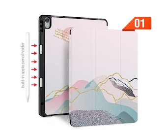 iPad slim lightweight case build-in apple pencil holder soft TPU back cover for iPad Air Pro 13 11 M4 12.9 M4 10.9 10.2 9.7 mini MARBLE ART