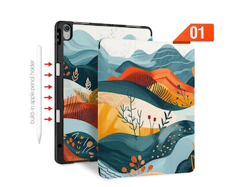 Étui fin pour iPad à trois volets avec chargement sans fil et porte-crayon Apple Pencil - Compatible avec iPad Pro 13/11 M4, Air M2, Mini, 12,9, 10,9, 10,2 et 9,7 pouces