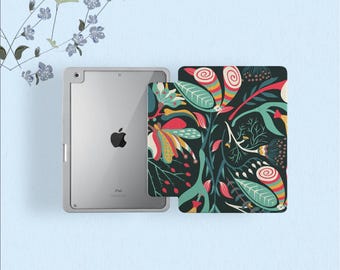 Personalized iPad Case with Built-in Pencil Holder - Clear Back Cover for iPad Pro 13, 11, Air 13, 11, Pro 12.9, 10.9, 10.2, 9.7, Mini 6 7