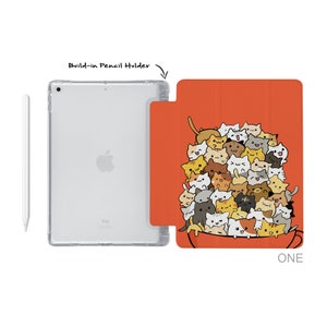 iPad  soft TPU clear back smart cover with build-in apple pencil holder for iPad 9.7 10.2 Pro 11 Pro 12.9 mini 5 4 10.9cute cat kitty