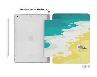 iPad  soft TPU clear back smart cover with build-in apple pencil holder for 2023 Pro 11 Pro 12.9 mini 6 5 air 10.9 iPad 10.9 10.2 9.7