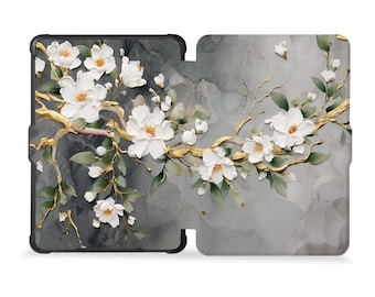 SleepCase for Kindle 12th Gen 6", Paperwhite 12th 7", Paperwhite 11th 6.8", Oasis,Scribe 10.2" & More - Built-In Handle Cover Spring Flower
