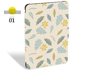 SleepCase for Kindle 12th Gen 6", Paperwhite 12th 7", Paperwhite 11th 6.8", Oasis,Scribe 10.2" & More - Built-In Handle Coverl eaves flowers