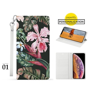 Funda de piel personalizada con correa para Samsung Galaxy S22+ Ultra S21+ 5G S21 Fe S20+ S23 Plus Ultra con diseño de flores