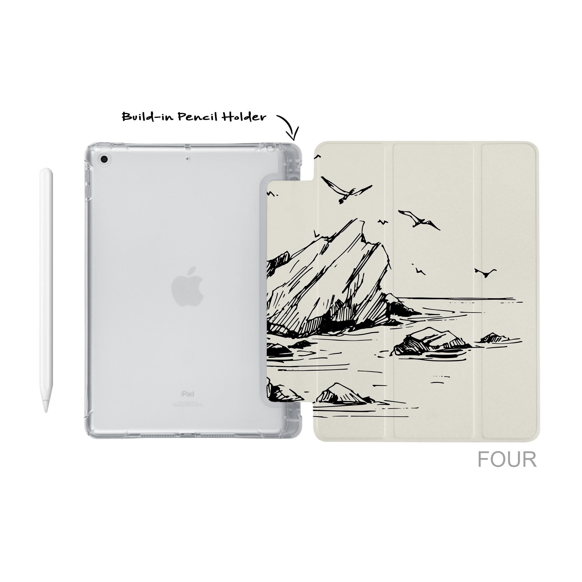 IPad Soft TPU Clear Back Smart Cover With Build-in Apple Pencil