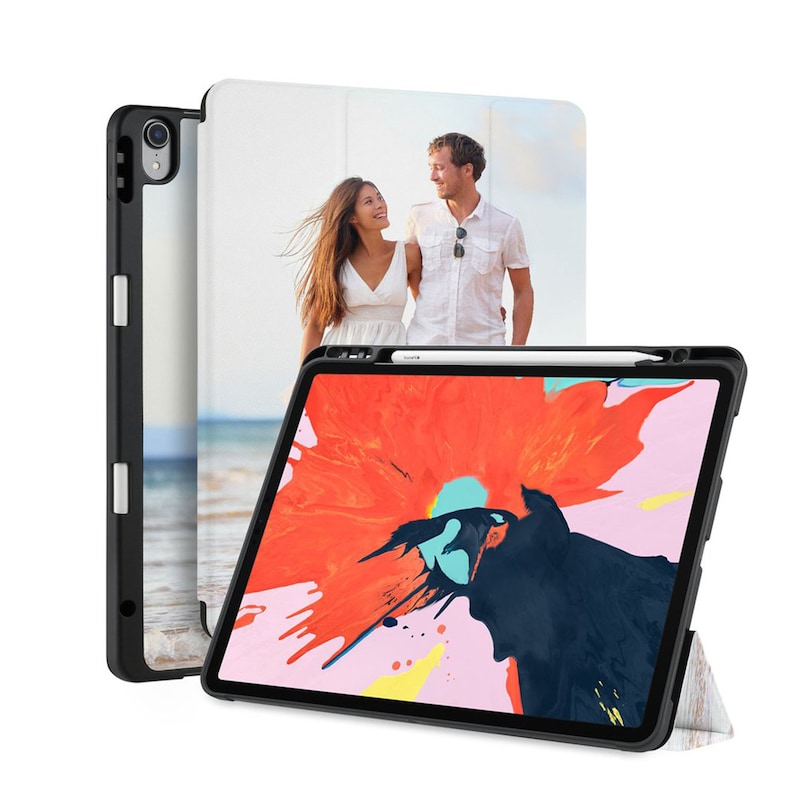 Étui pour iPad personnalisé avec vos propres images Étui mince avec porte-crayon pomme Coque arrière en TPU souple pour iPad 10,9 9,7 10,2 10,9 Pro 11 12,9 mini 6 image 4