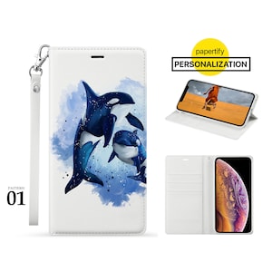 Funda de cuero con foto personalizada para iPhone 15, 14 Pro Max, 14, 15 Plus, iPhone 13 Pro Max, 13 Mini, iPhone 12, 11 Xr, delfín animal