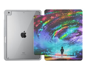 Case for iPad with Built-in Pencil Holder - Clear Back Cover for 2024 iPad Pro 13, 11, Air 13, 11, Pro 12.9, 11, 10.9, 10.2, 9.7, Mini 6 7