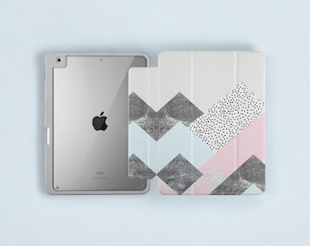Personalized iPad Case with Built-in Pencil Holder - Clear Back Cover for iPad Pro 13, 11, Air 13, 11, Pro 12.9, 10.9, 10.2, 9.7, Mini 6 7