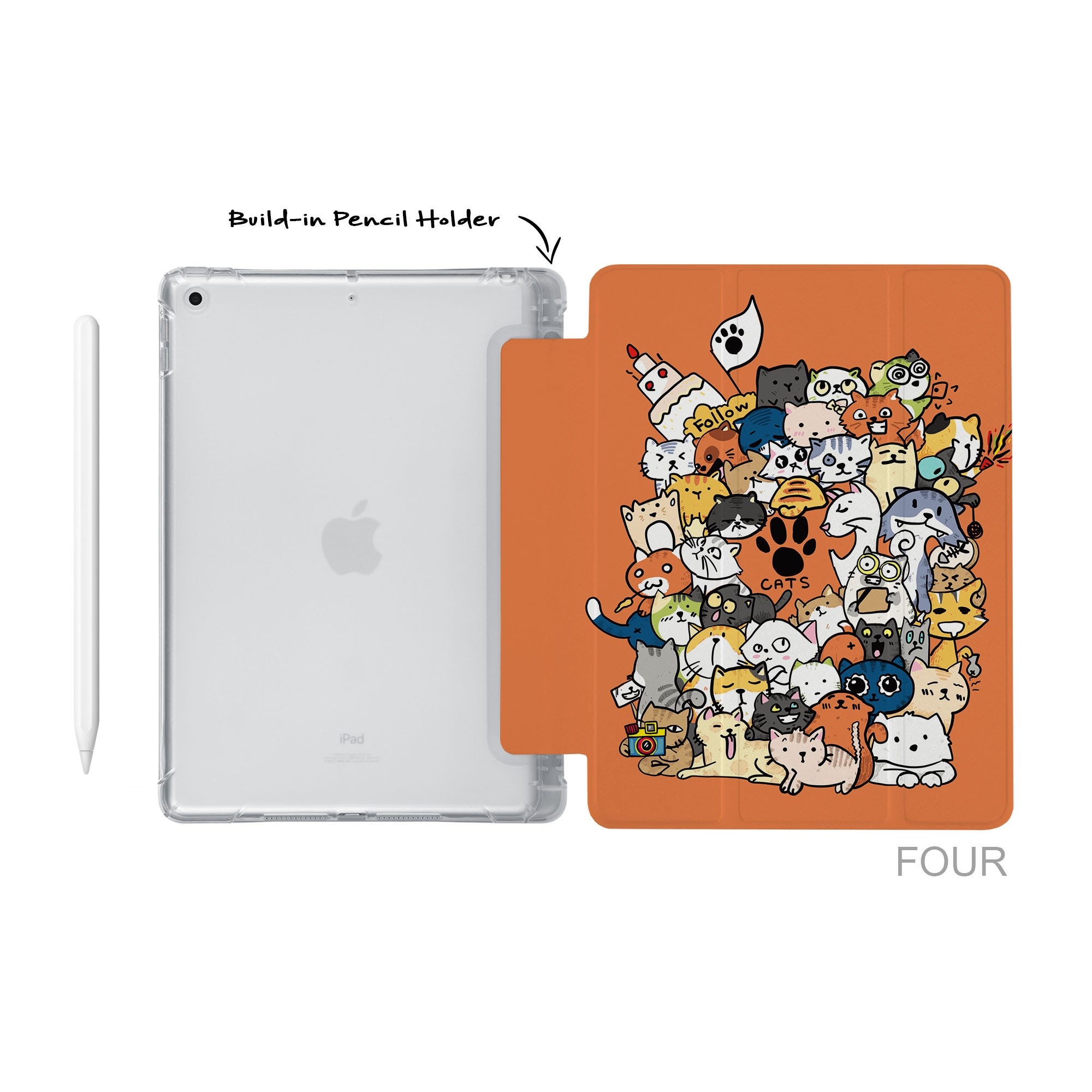 IPad Soft TPU Clear Back Smart Cover With Build-in Apple Pencil