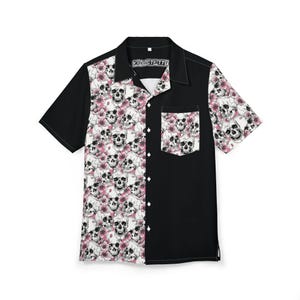 Skull Floral Hawaiian Shirt, Beach Wear, Summer Vacation Fashion, Casual Men&#39;s Style, Gift for Him, Luau Party Outfit