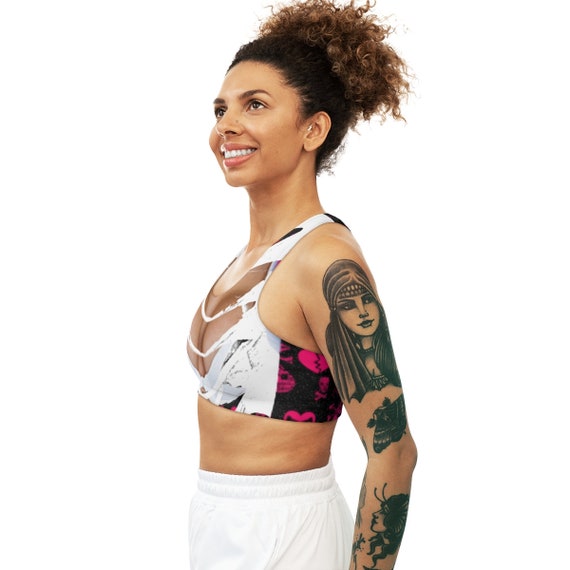 Buy Fake Cleavage Seamless Sports Bra AOP Online in India 