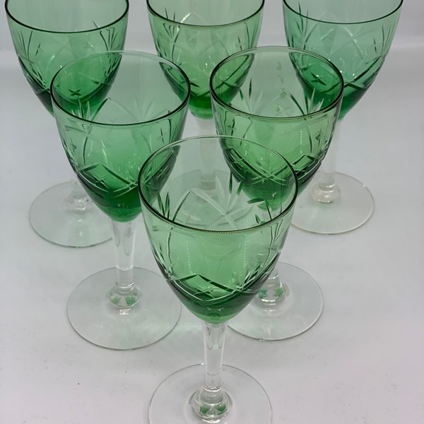 6 Ulla glasses, handmade blown Holmegaard white wine glasses from 1960s