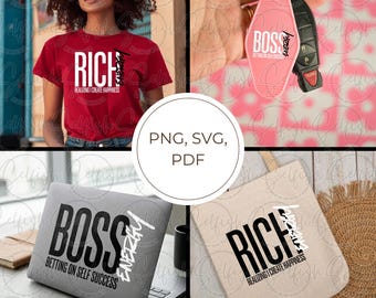 BOSS and RICH Energy Streetwear Bundle | Motivational Graphic for T-Shirts & Hoodies