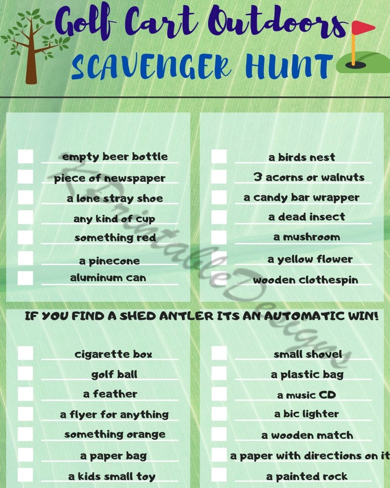 Golf Cart Outdoors Scavenger Huntpdffun Gamesgolf Etsy