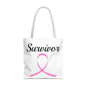 Breast Cancer Survivor Tote Bag | AOP Carryall, Gift for Cancer Awareness, Pink Ribbon Tote, Supportive Gift, Stylish Family Bag