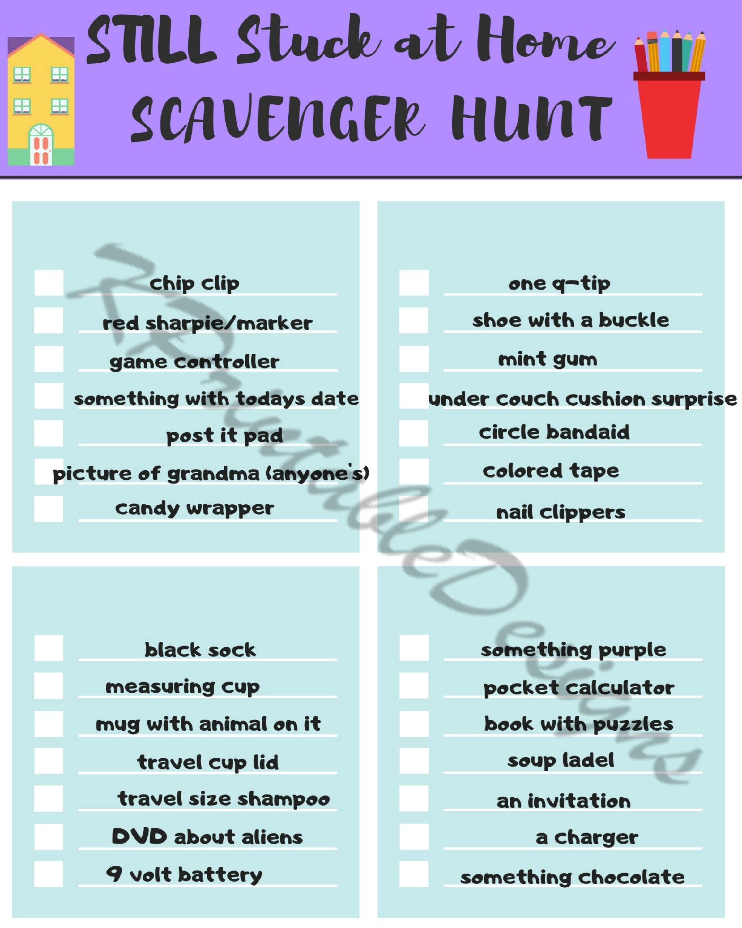 Stuck at Home Scavenger Hunt Bundle Pdf,printable,fun Games,kids Game