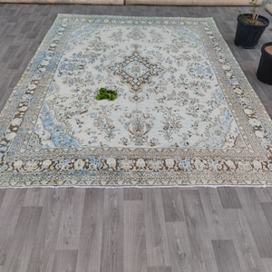 Neutral Vintage Rug, Turkish Rug 10x13, Large Area Rug, Persian Designed Rug, Living Room Rug, Oriental Rug