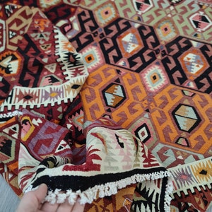 Alfombra anatolia de 18 x 30 cm, kilim vintage grande, alfombra colorida, alfombra tribal, alfombra de lana hecha a mano, alfombra étnica, alfombra bohemia, alfombra primitiva