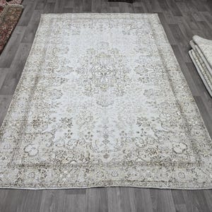 Handgeknüpfter Wollteppich 200x300, Handgeknüpfter Wollteppich, Vintage Teppich, Wohnzimmerteppich, Türkischer Teppich, Anatolischer Oushak Teppich Bild 1