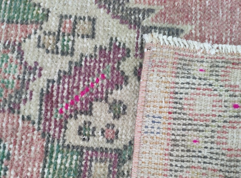 Neutral mini turkish small rug Pale color mini rugs 1 BY 3 Neutral natural doormat Distressed vintage home decor carpet 1.64x3.40 feet