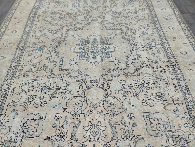Oversized Area Rug 10x12, Neutral Vintage Turkish Rug, Rug for Living ...