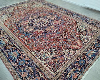Vintage Antique Rug,8x11  Palace Size Rug, Living Room Rug, Natural Rug, Oriental Carpet, Large Area Rug,  Heriz Rug, Farmhouse Rug 8x11 ft