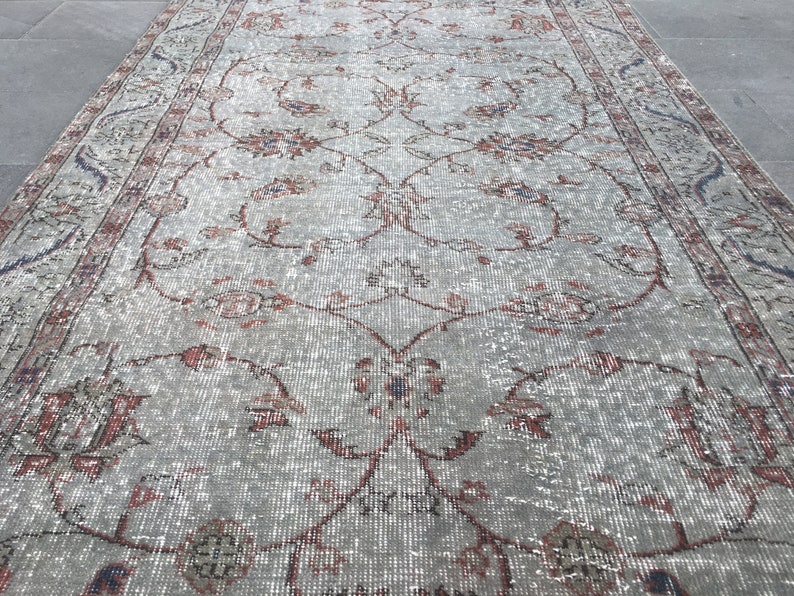 4x6 Turkish rug,Vintage oushak rug,Muted pale rug,Saloon area rug,Wool living room rugs,Vintage area rug Neutral oriental rug image 7