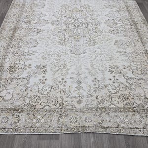 Handgeknüpfter Wollteppich 200x300, Handgeknüpfter Wollteppich, Vintage Teppich, Wohnzimmerteppich, Türkischer Teppich, Anatolischer Oushak Teppich Bild 4