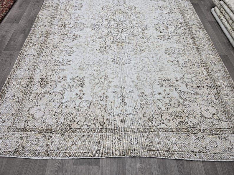 Handgeknüpfter Wollteppich 200x300, Handgeknüpfter Wollteppich, Vintage Teppich, Wohnzimmerteppich, Türkischer Teppich, Anatolischer Oushak Teppich Bild 4