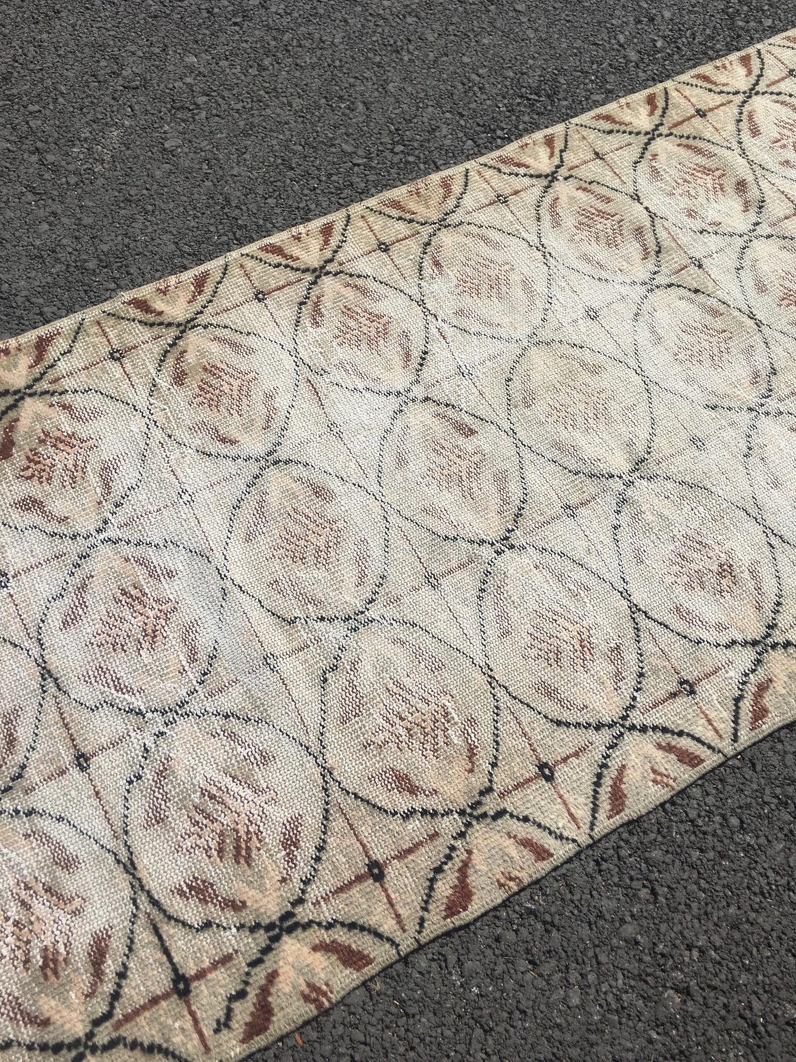 3x6 Area rug Turkish vintage rug Beige pale brown cream rug Etsy