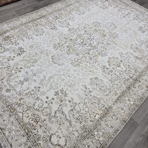 Handgeknüpfter Wollteppich 200x300, Handgeknüpfter Wollteppich, Vintage Teppich, Wohnzimmerteppich, Türkischer Teppich, Anatolischer Oushak Teppich Bild 8