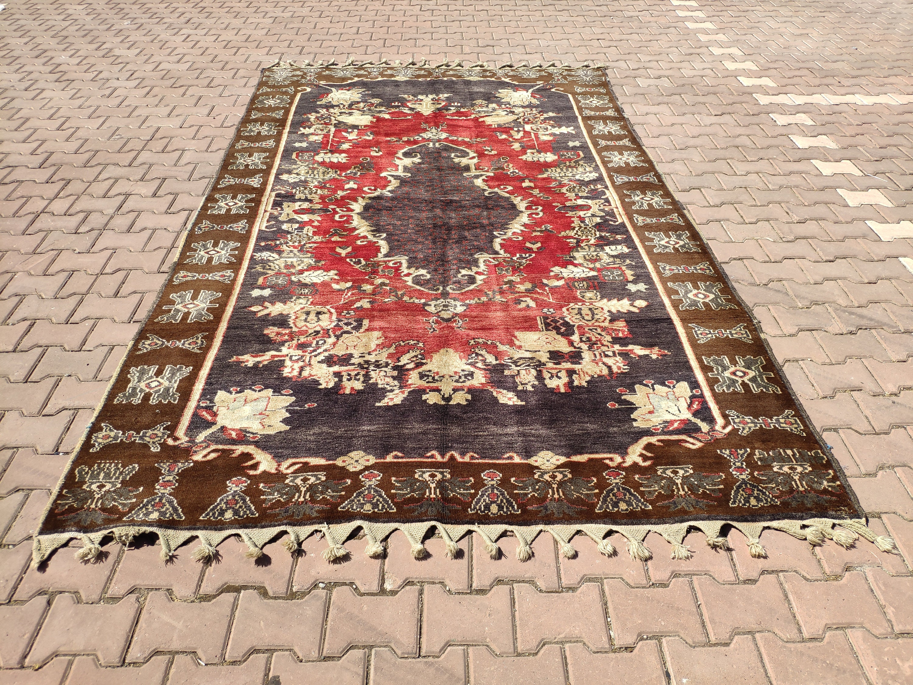 6x11 Turkish rug, Oriental vintage natural rug 7x11 ,Saloon rugs