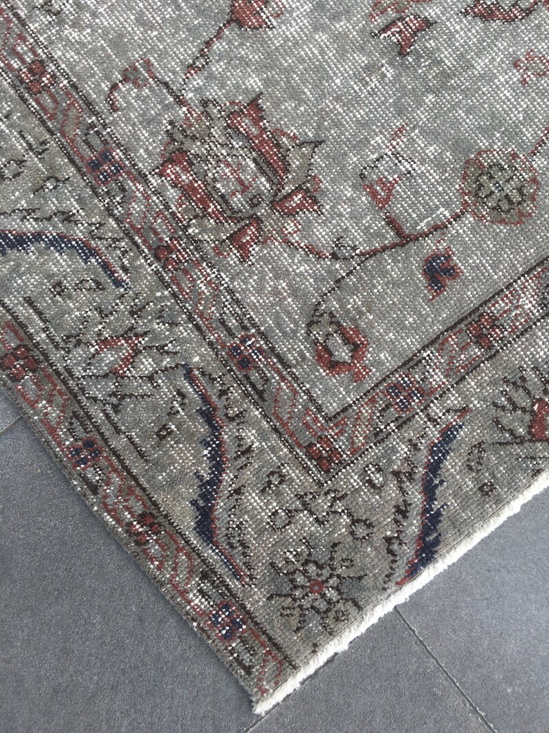 4x6 Turkish rug,Vintage oushak rug,Muted pale rug,Saloon area rug,Wool living room rugs,Vintage area rug Neutral oriental rug image 4