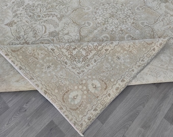 Turkish Neutral Vintage Rug, 10x12 Area Rug, Rugs For Living Room, Oversized Rug, Oriental Rug, Home Decor Rug
