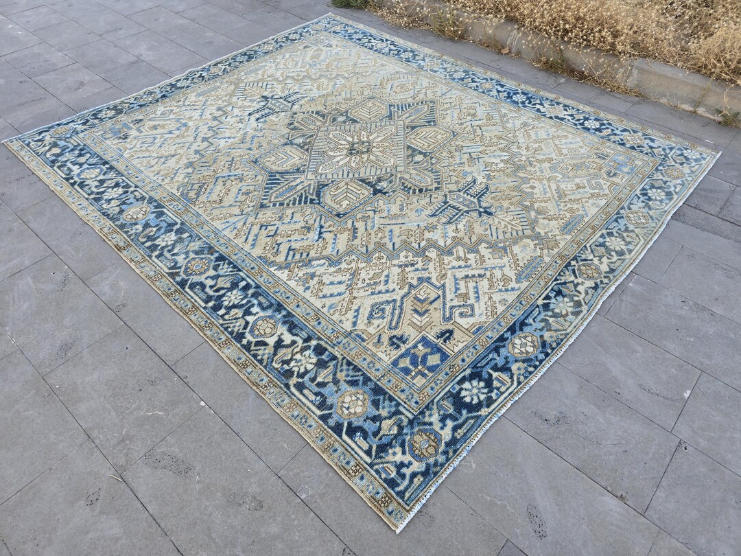 8x9 Rug 8X9 RUG SQUARE NEUTRAL, Persian Vintage Rug, Rug for Living Room, Beige ...
