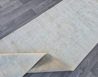 Hallway & Kitchen Runner, Turkish Vintage Soft Runner 3x11, Neutral Runner, Beige Brown Gray Runner, Muted Oushak Runner, Bohemian Runner