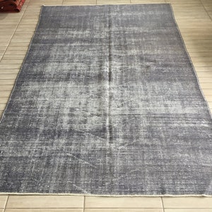 6 x 9 feet Area rug, 6X9 TURKISH VINTAGE RUG, Oushak rug, Vintage distressed pale grey black rug, Vintage naturally dyed,Anatolian faded rug