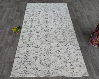 Boho matta, 5x8 vintage blommig turkisk matta, neutral matta, handvävd matta, heminredningsmatta, dämpad matta, ljus matta
