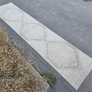 Neutral Vintage Runner 3x14 ft, Turkish Runner, Diamond Runner, Get personalized Rug, Hallway Runner, Stair Runner, Boho Decor Runner Muted