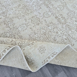 10x12 Rug, Tabriz Rug, Neutral Vintage Rug, Persian Design Rug 10x12, Living Room Rug, Oriental Antique Rug, Oversized Rug,Handmade Wool Rug