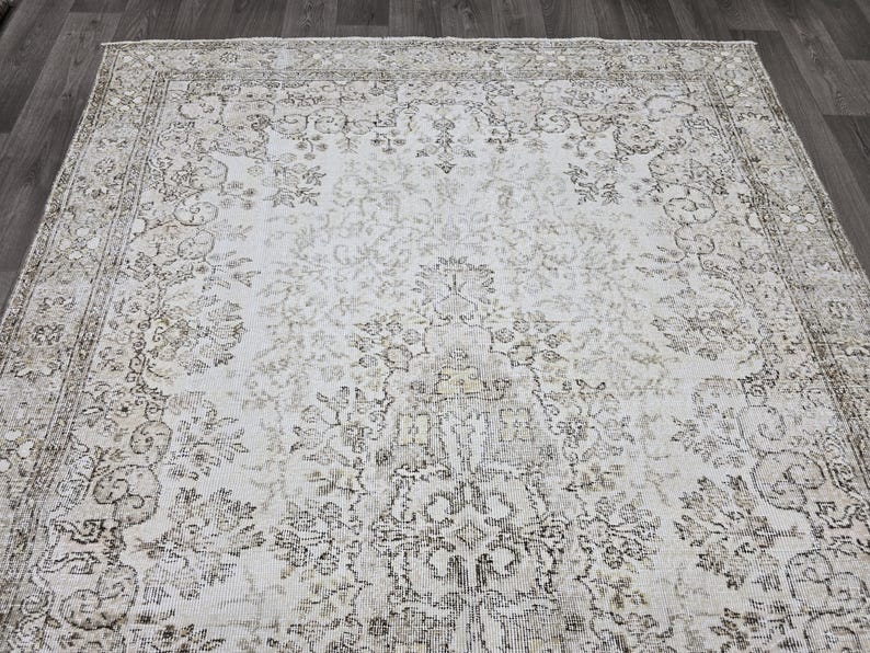 Handgeknüpfter Wollteppich 200x300, Handgeknüpfter Wollteppich, Vintage Teppich, Wohnzimmerteppich, Türkischer Teppich, Anatolischer Oushak Teppich Bild 2