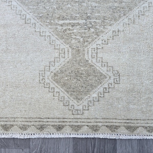 3X13 RUNNER VINTAGE RUG, Pale Soft Runner, Long Wide Runner, Antique Wool Runner, Muted Oushak Runner, Hallway Runner, Natural Runner 3x13