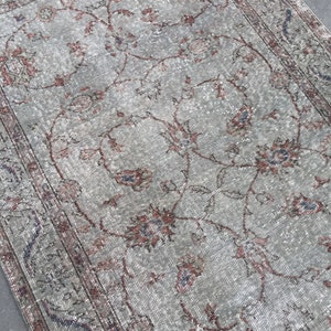 4x6 Turkish rug,Vintage oushak rug,Muted pale rug,Saloon area rug,Wool living room rugs,Vintage area rug Neutral oriental rug image 9