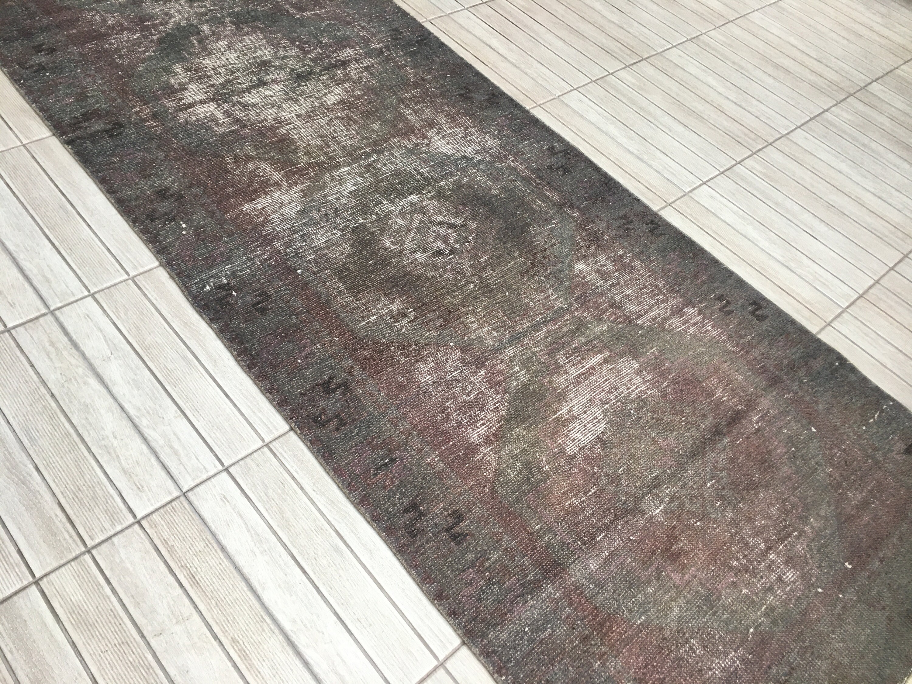 4x13-Vintage Turksih runner rug, Oriental vintage runner rug, 3.77x12.96 feet, Neutral natural rugs,Faded rugs,Pale rug,Wool rug,Kitchen rug