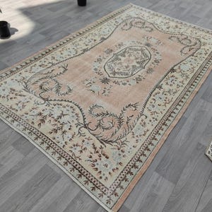 6X10 RUG AREA VINTAGE, Turkish Rug, Beige Gray Rug, Bedroom Rug, Handmade Wool Rug, Boho Decor Rug, Faded Rug, Pale Rug, Oriental Rug