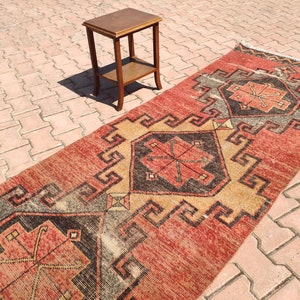 3x14 Rug Runner,Pale Color Runner Rug,Turkish Anatolian Rug Runner-3.15&#39;x13.55&#39; feet-Natural Wool Runner, Neutral Oushak Rug,Rustic Antique
