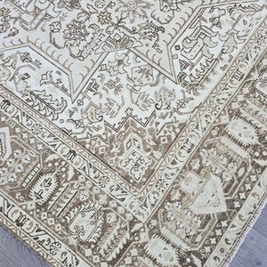 10x12 Rug, Tabriz Rug, Neutral Vintage Rug, Persian Design Rug 10x12, Living Room Rug, Oriental Antique Rug, Oversized Rug,Handmade Wool Rug