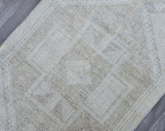 3x12 Beige Brown Runner, Neutral Runner, Vintage Runner, Turkish Runner, Hallway Runner Rug, Kitchen Runner, Oushak Wool Runner, Muted Rug